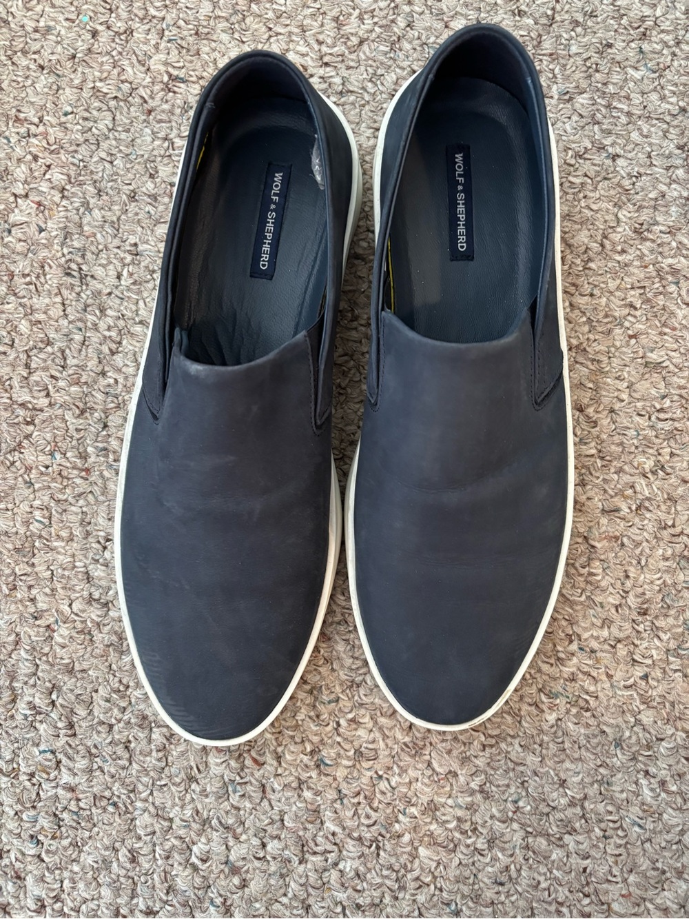 Wolf & Shepherd Navy Slip-On Men's Sneakers with white soles